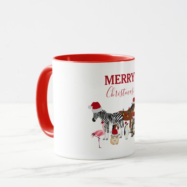 Funny Cute-juldjur Santa Hats Ljus Mugg (Framsida vänster)
