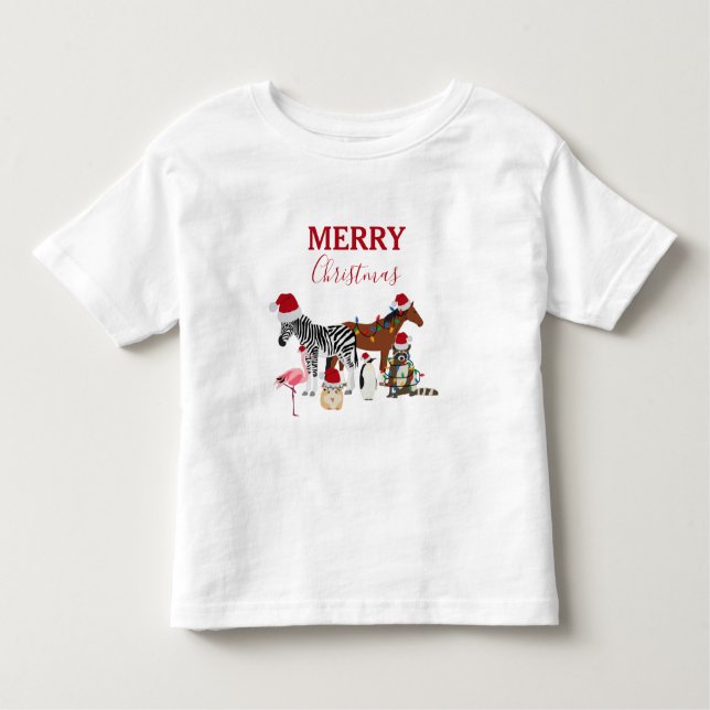 Funny Cute-juldjur Santa Hats Ljus T Shirt (Framsida)