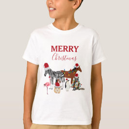 Funny Cute-juldjur Santa Hats Ljus T Shirt