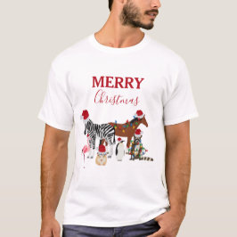 Funny Cute-juldjur Santa Hats Ljus T Shirt