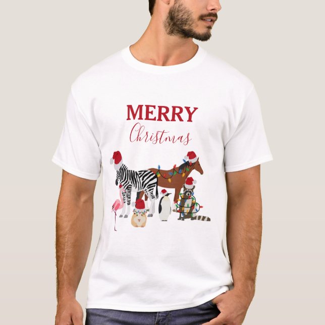 Funny Cute-juldjur Santa Hats Ljus T Shirt (Framsida)