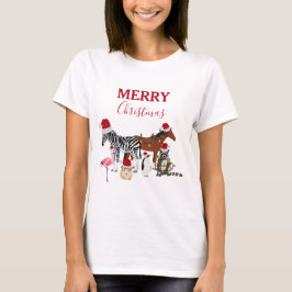 Funny Cute-juldjur Santa Hats Ljus T Shirt