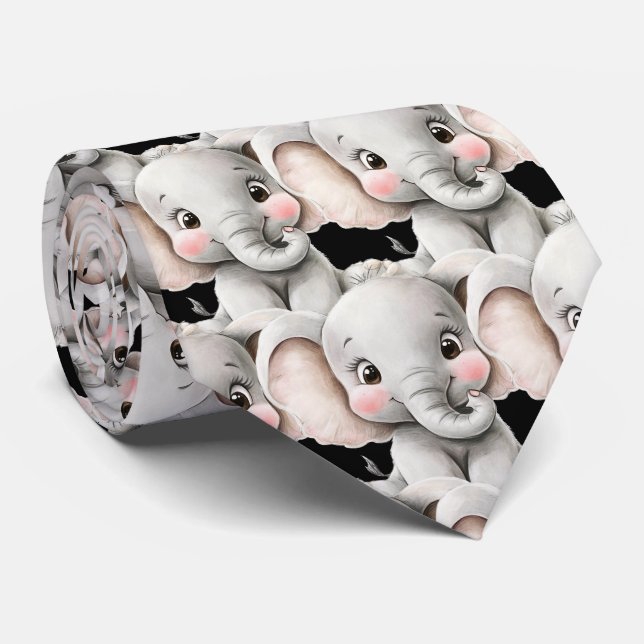 Funny Cute Jumbo Elephant Kawaii Neck Tie Slips (Rullad)
