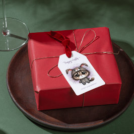 Funny Cute Kattunge Bunny Öron Lila Glad påsk Presentetikett