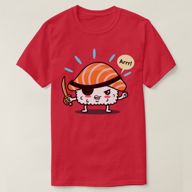 Funny Cute Kawaii Original Pirat Japanska Sushi t T Shirt (Design framsida)