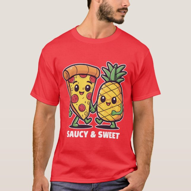Funny Cute Kawaii Pizza Pineapple Friends Saucy gi T Shirt (Framsida)