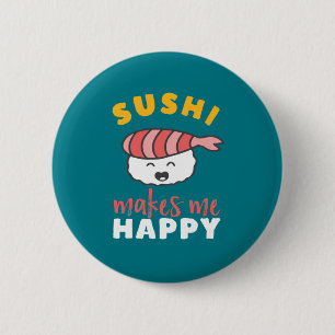 Funny Cute Kawaii Sushi Japansk Food Älskare Knapp