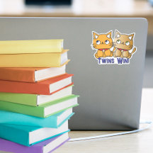 Funny Cute Kawaii Twin Cats Tecknad Anpassningsbar