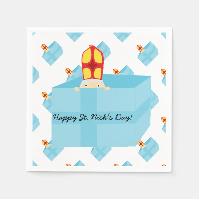 Funny Cute Kids Art St Nicholas Sinterklaas Pappersservett (Framsidan)