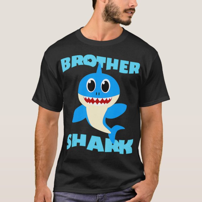 Funny Cute Kids Young Vuxnas Brother Shark Baby Sh T Shirt (Framsida)