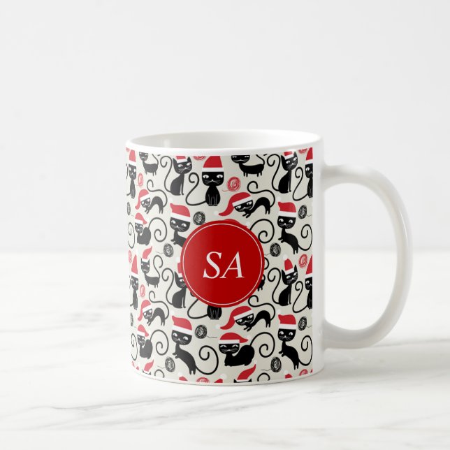 Funny Cute kittens Wearing Santa Hat jul Kaffemugg (Höger)