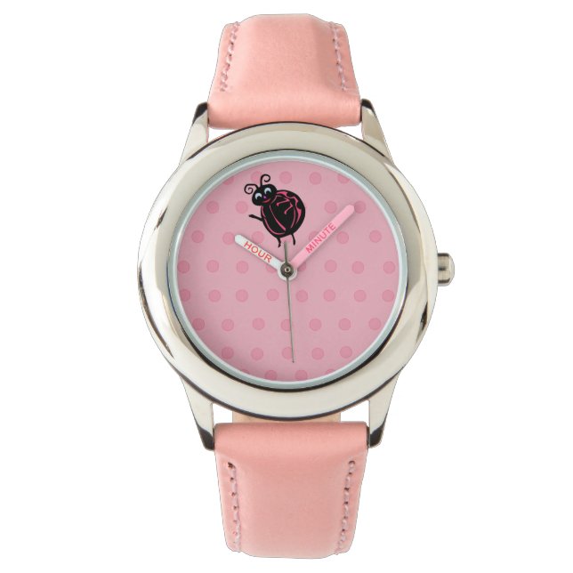Funny Cute Ladybug Kids Girls Wrist Watch Armbandsur (Framsida)