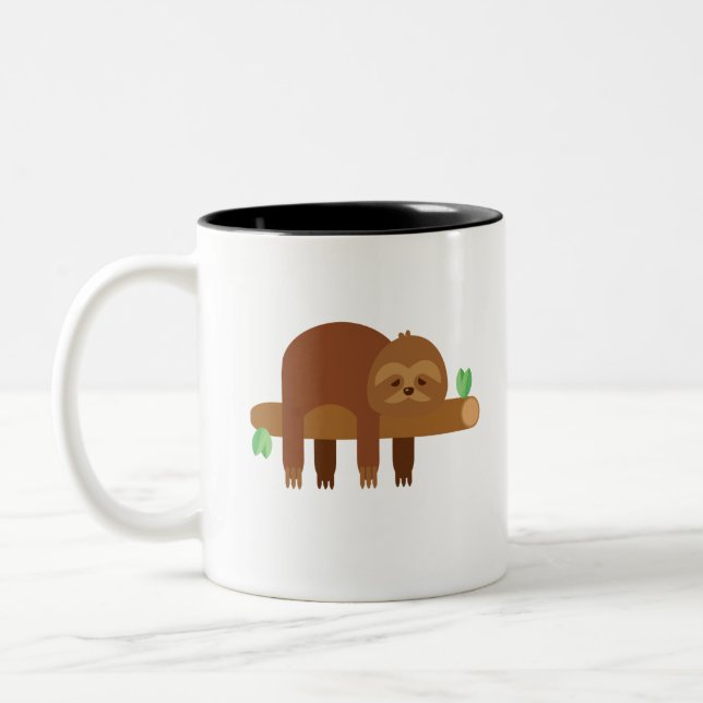Funny Cute Lazy Sloth Gift Två-Tonad Mugg (Vänster)