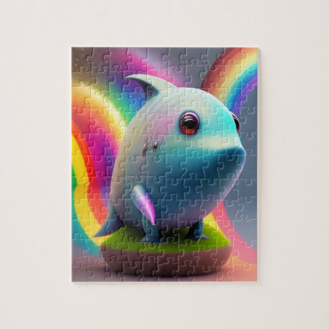 Funny Cute Little Baby Shark Wtith Rainbow Pussel (Vertikal)