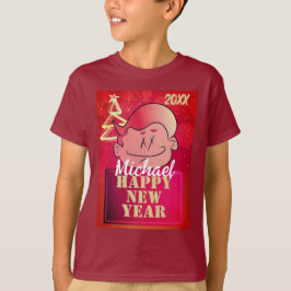 Funny Cute Little Tecknad Boy Gott nytt år T Shirt