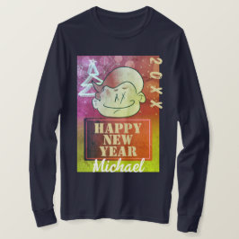 Funny Cute Little Tecknad Boy Gott nytt år T Shirt