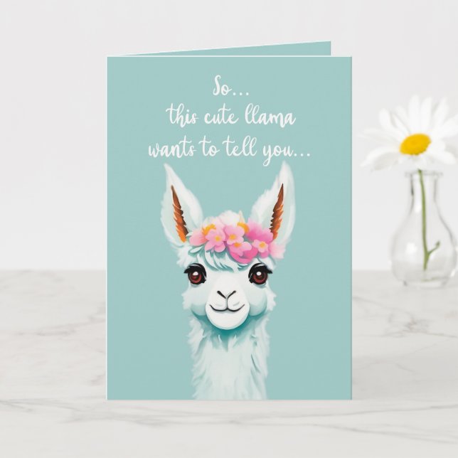 Funny Cute llama Grattis på födelsedagen Kort (Liten växt)