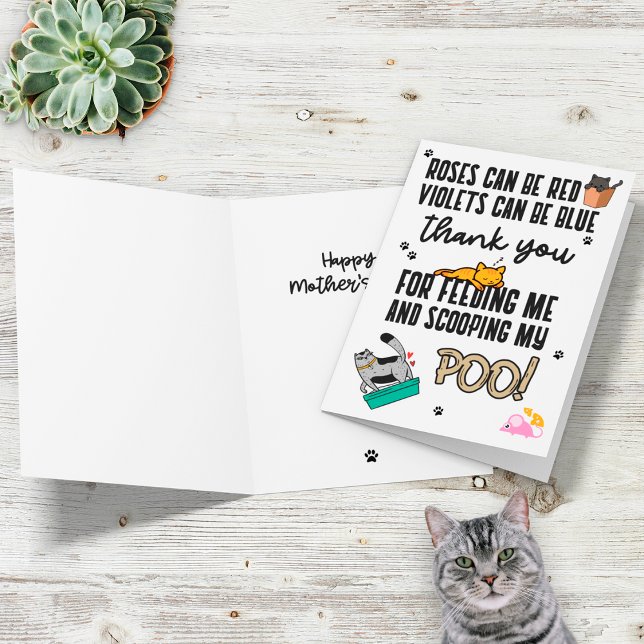 Funny Cute Lycklig Mors dag från katt Kort (Skapare uppladdad)