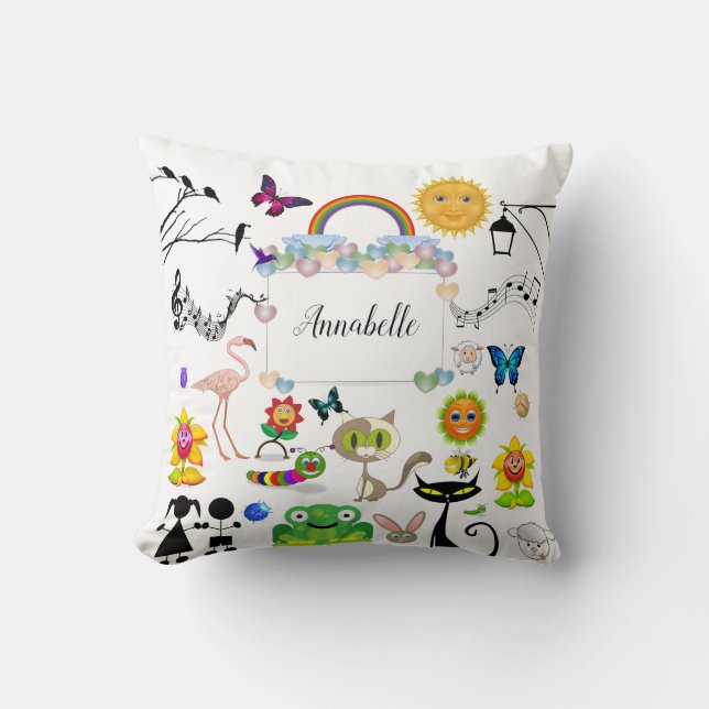 Funny Cute Lycklig Tecknade figurer personalize Kudde (Framsida)
