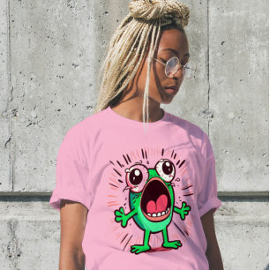 Funny Cute Modern Screaming Frog Gift Womens Shirt T
