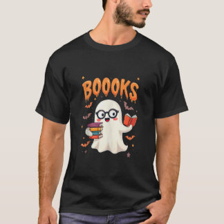 Funny Cute Nerd Ghost Bok Älskare Halloween fest C T Shirt