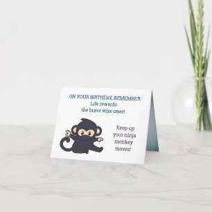 Funny Cute Ninja Monkey flyttar inom affärsverksam Kort