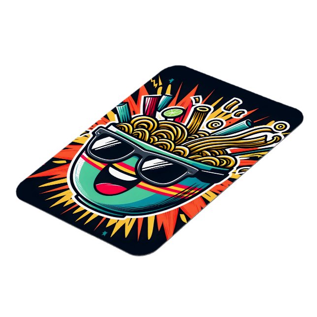 Funny Cute Noodle Cartoon Ramen Bowl Magnet (Vänstra Sidan)