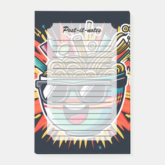 Funny Cute Noodle Cartoon Ramen Bowl Post-it Block (Framsida)