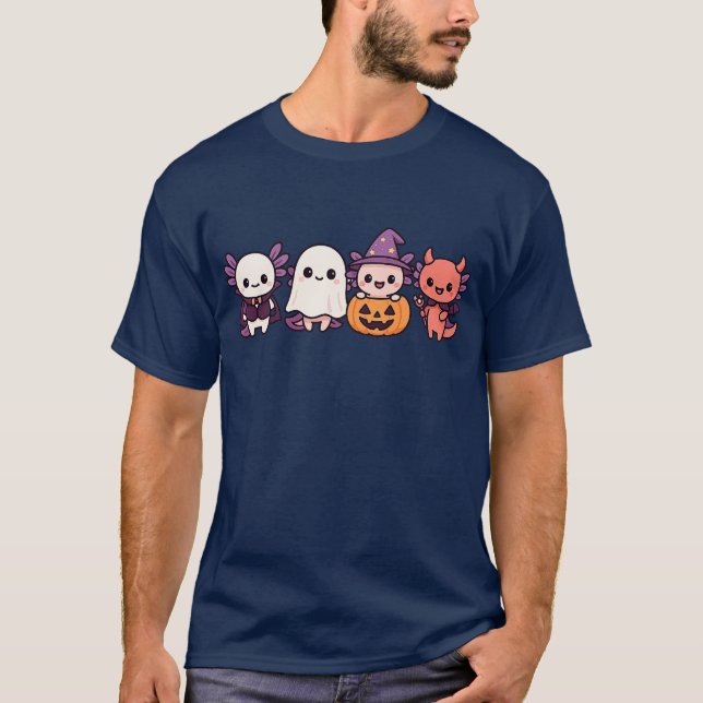 Funny Cute och Simple Axolotl i Halloween Costume T Shirt (Framsida)