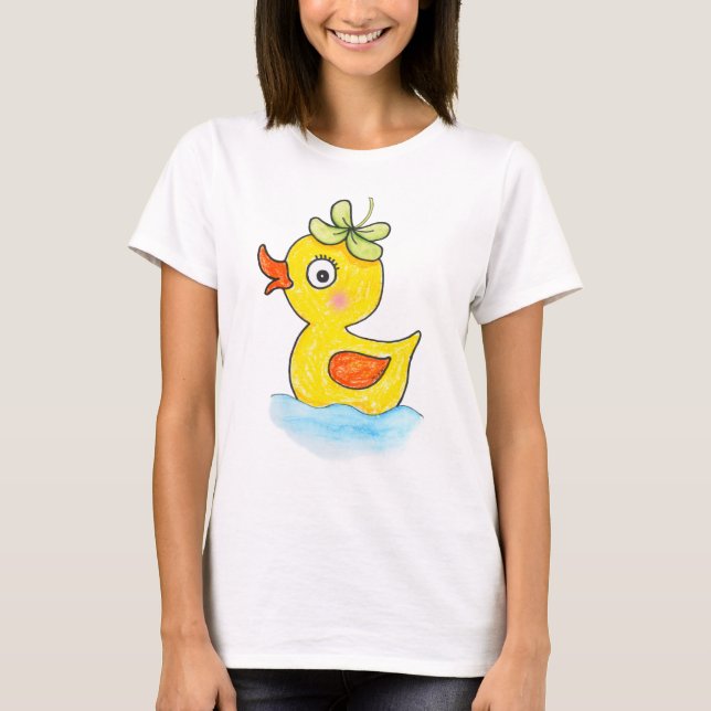 Funny Cute Odd Duck with Clover Hat Graphic  T Shirt (Framsida)