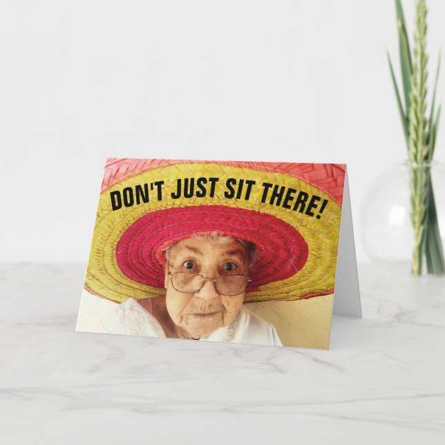 FUNNY CUTE OLD DAM BIRTHDAY CARD FÖR HENNE KORT (Framsida)