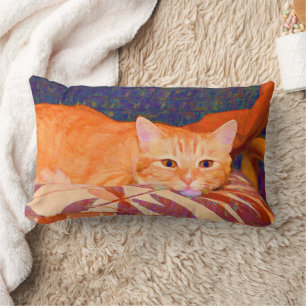 Funny Cute Orange Tabby katt Lumbarkudde