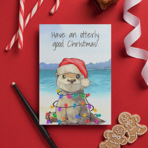 Funny Cute Otter-julkort Kort