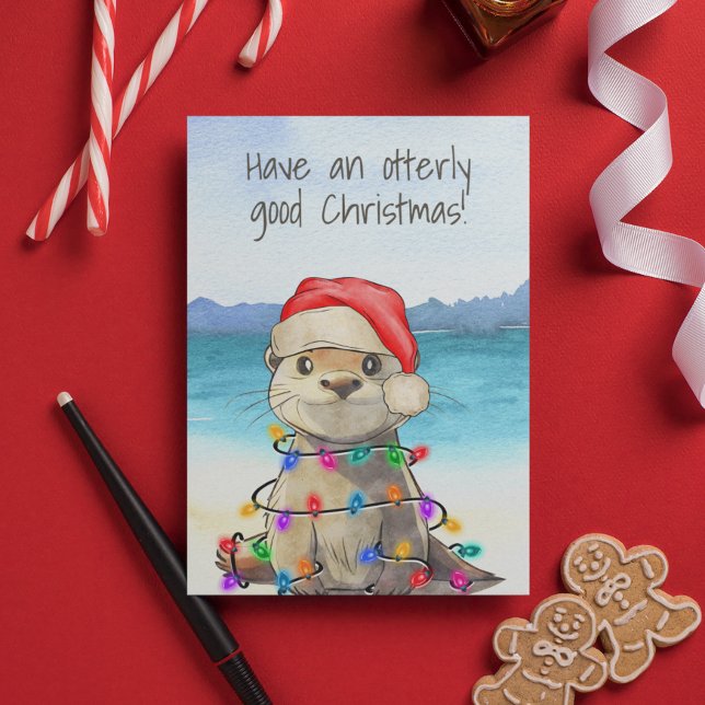 Funny Cute Otter-julkort Kort (Skapare uppladdad)