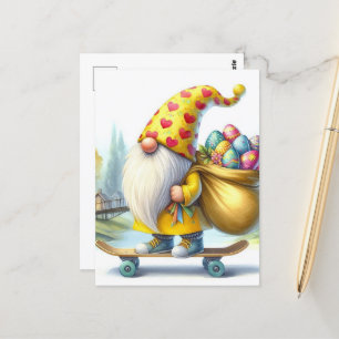 Funny Cute Påsk Gnome med Påskägg Vykort