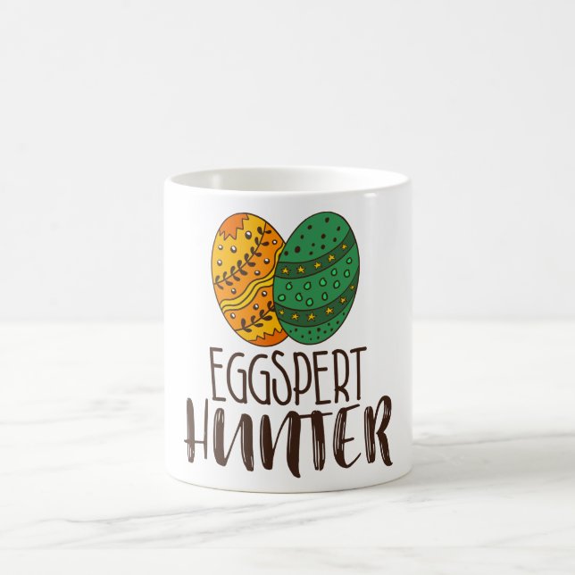 Funny Cute Påsk Pun Eggspert Hunter Quote Doodle Kaffemugg (Center)