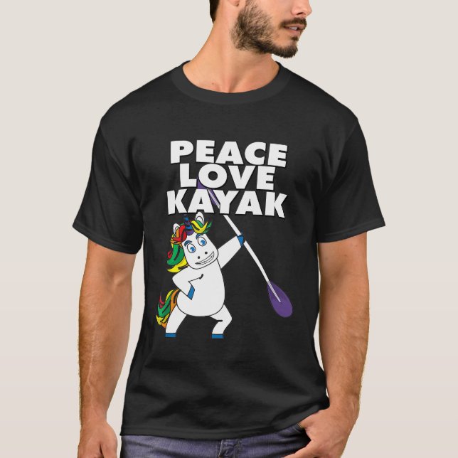 Funny Cute Peace Kärlek Kayak T-Shirt Kayaking Uni (Framsida)