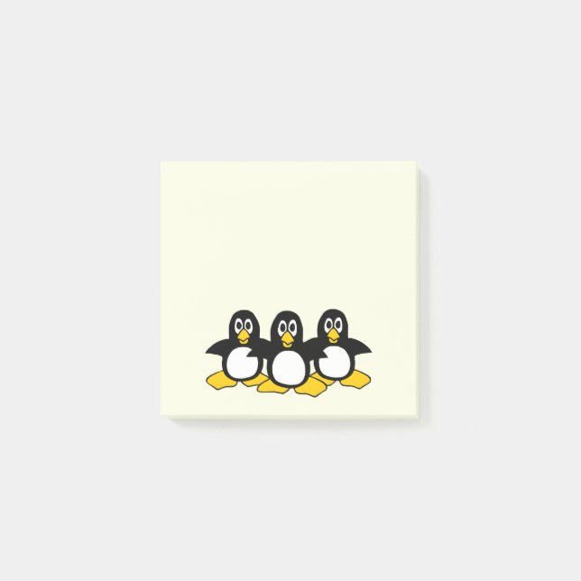 Funny Cute Penguins Gult Cute Post-it Block (Framsida)