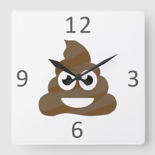Funny Cute Poop Emoji Fyrkantig Klocka (Framsida)