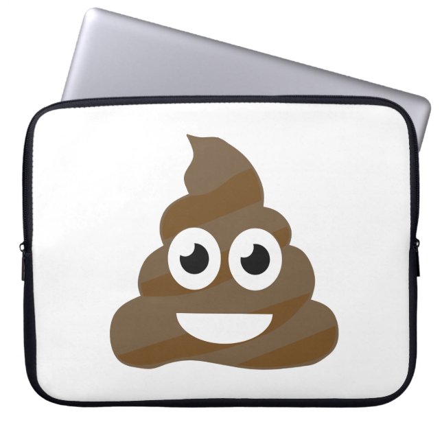 Funny Cute Poop Emoji Laptop Sleeve (Framsidan)