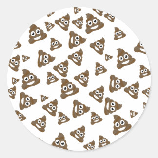 Funny Cute Poop Emoji Mönster Runt Klistermärke