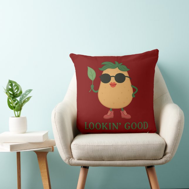 Funny Cute Potato Throw Pillow Kudde (Stol)