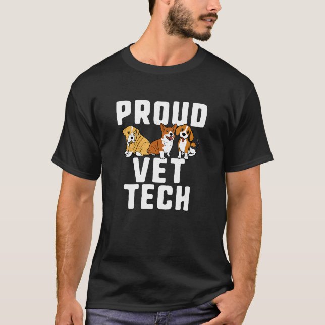 Funny Cute Proud Vet Tech Animal Lover Tee (Framsida)