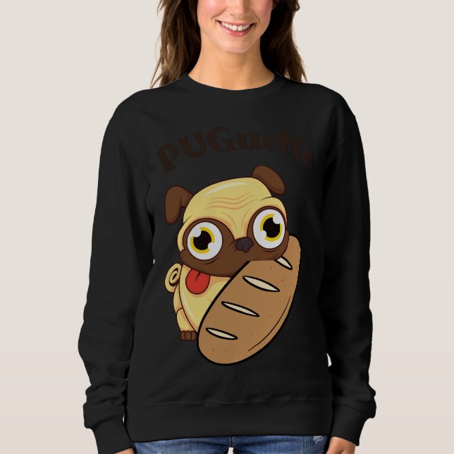 Funny Cute Pug Baguette Classic T-Shirt 124 (Framsida)