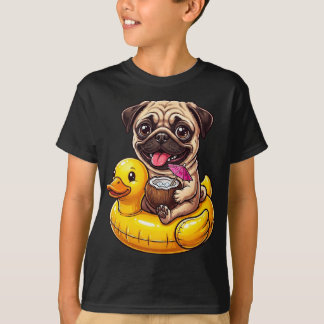 Funny Cute Pug in Rubber Duck Floatie Coconut  T Shirt