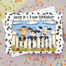 Funny Cute Pun Tecknad Farm Cow Herd Birthday