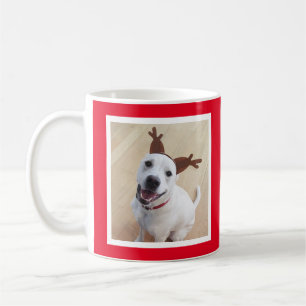 Funny Cute Reindeer Puppy Hund Red jul Kaffemugg
