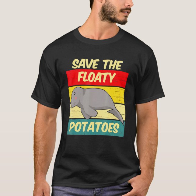 Funny Cute Retro Manatee Spara Floaty Potatis T Shirt (Framsida)