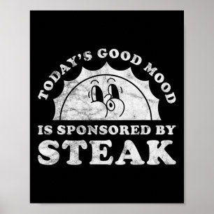 Funny Cute Retro Vintage Steak eller Kött Bbq Barb Poster