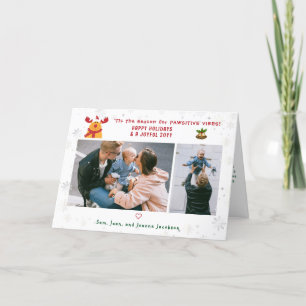 Funny Cute Rudolph 2 Photos Minimalist Modern Helgkort